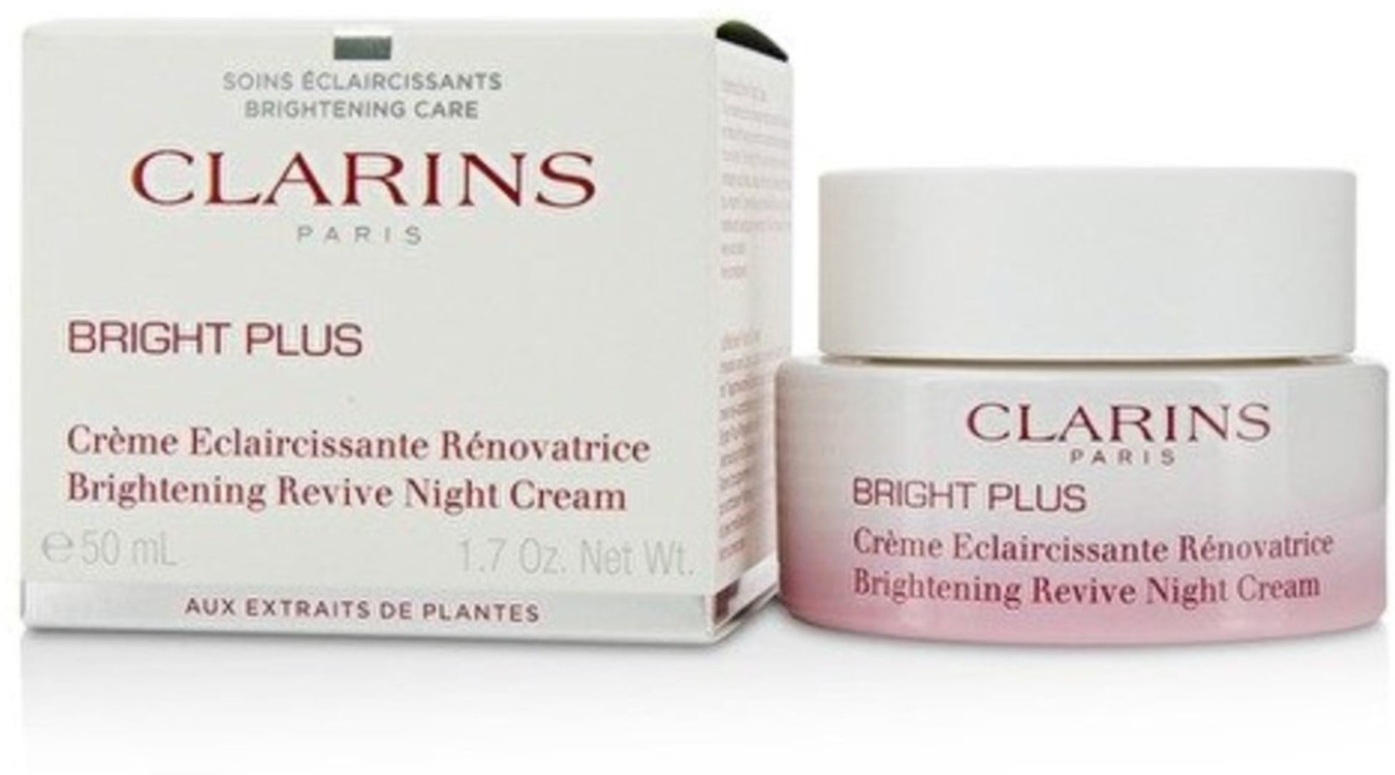 4 Pack - Clarins Bright Plus Brightening Revive Night Cream 1.7 oz Signature Club A Mega Moisturizing C Mousse Cleanser, 4.5 oz